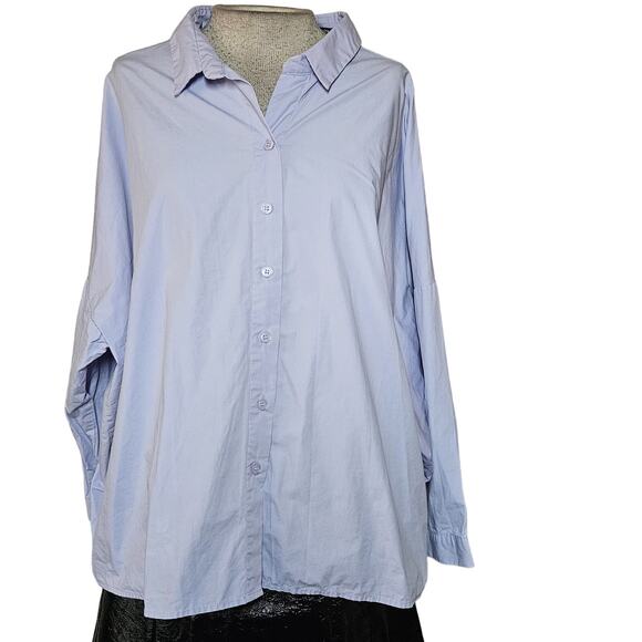 Bershka Blue Oversized Cotton Button Down Size Large - Picture 1 of 4